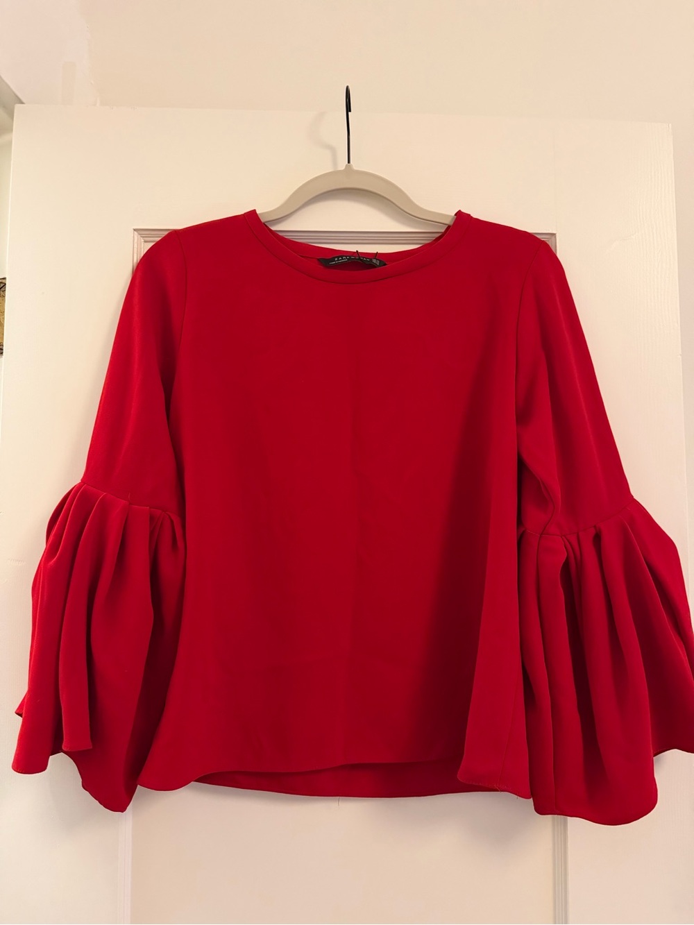 Zara Red Bell-Sleeve Blouse